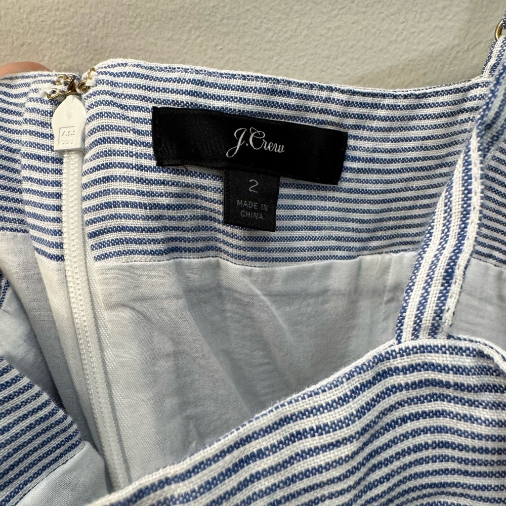 J. Crew Light Blue Striped Linen Jumpsuit Size 2 - Picture 5 of 9